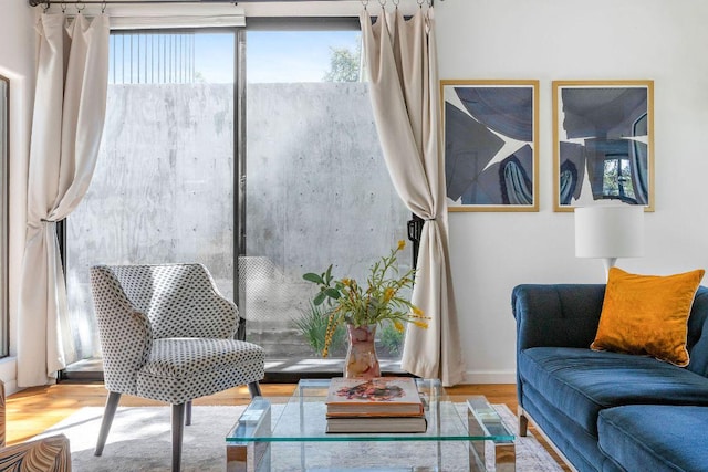 sitting room featuring wood finished floors