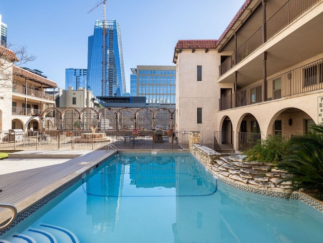 pool with a view of city