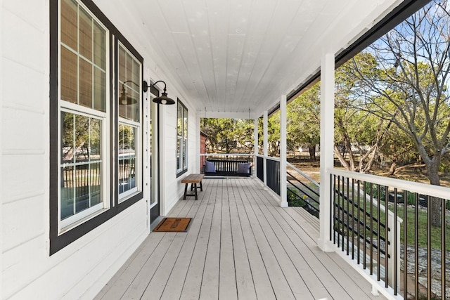 wooden deck with covered porch