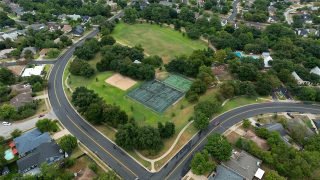 birds eye view of property with a residential view