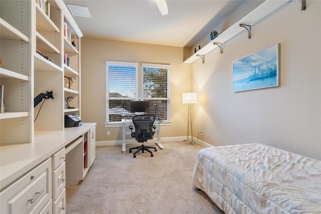 2717 Rain Song Dr, Leander, TX 78641 - bedroom with light carpet, baseboards, and an office area