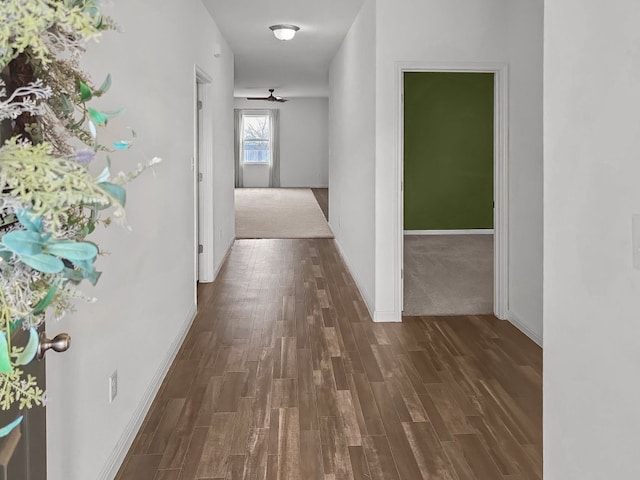 hall featuring baseboards and wood finished floors