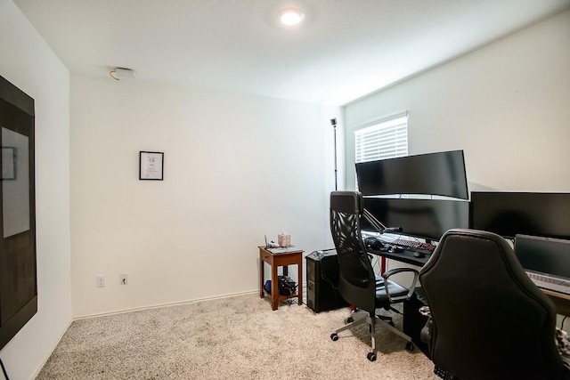 view of carpeted office space