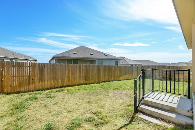 view of yard featuring a fenced backyard