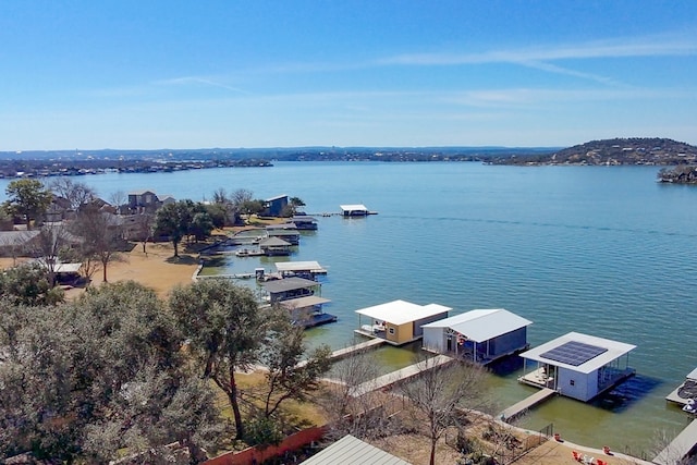 bird's eye view featuring a water view