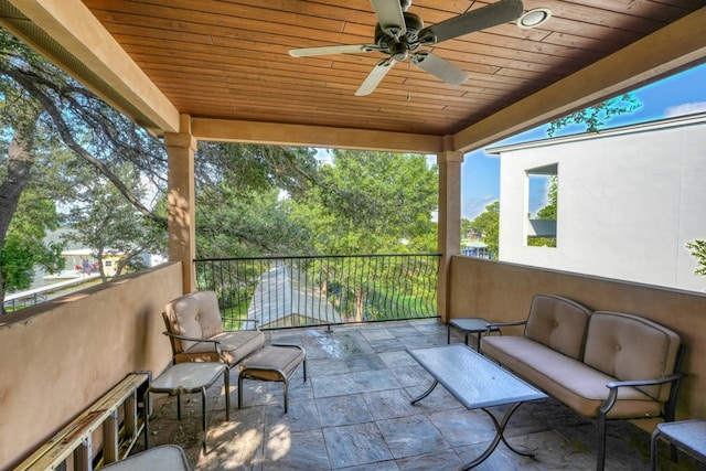 view of patio with a ceiling fan