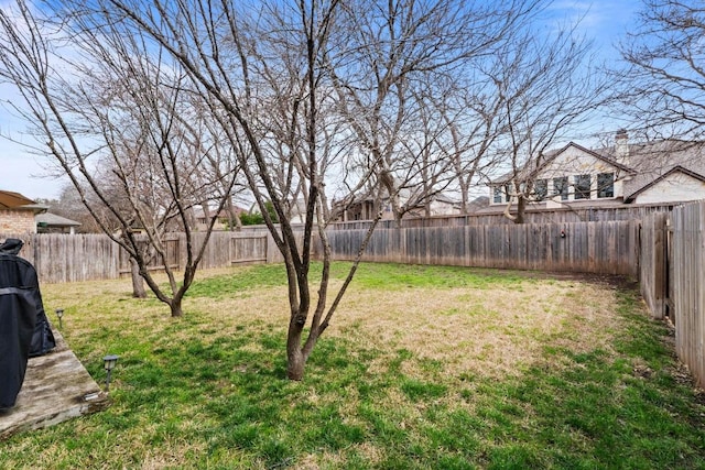 view of yard featuring a fenced backyard