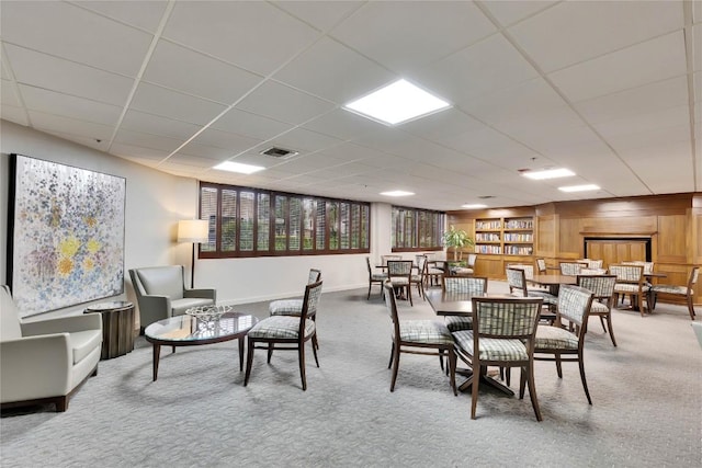 40 N Interstate 35 Hwy Unit 2D4, Austin, TX 78701 - dining area featuring carpet flooring, visible vents, and a drop ceiling