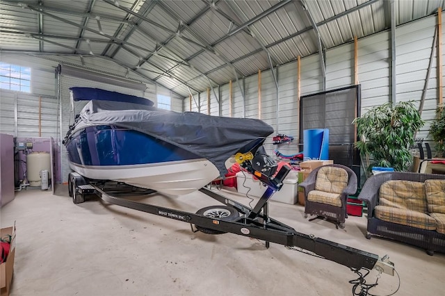 garage featuring metal wall