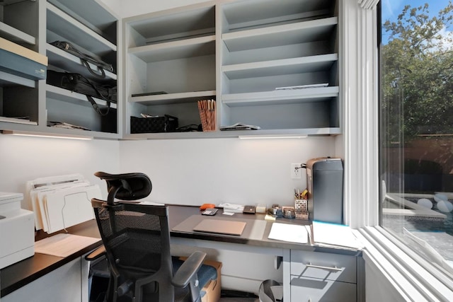 home office featuring built in desk