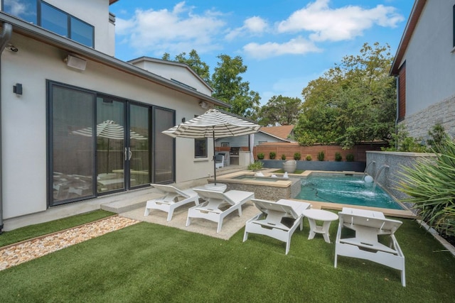 exterior space featuring a fenced in pool and a fenced backyard