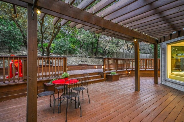 5908 Taylor Draper Cv, Austin, TX 78759 - wooden deck featuring a pergola and outdoor dining space