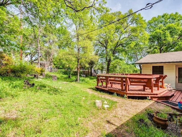 view of yard featuring a deck