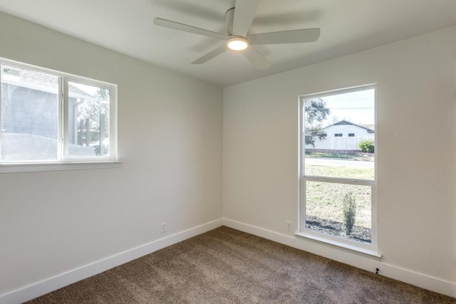6401 Cooper Ln, Austin, TX 78745 - unfurnished room featuring healthy amount of natural light, carpet floors, ceiling fan, and baseboards