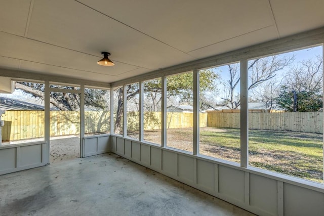 view of unfurnished sunroom