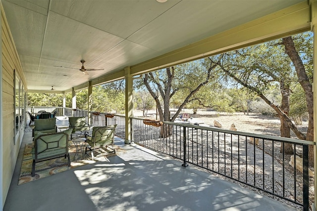 view of patio / terrace with a ceiling fan
