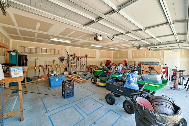 garage with a garage door opener