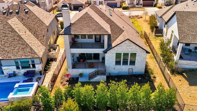 bird's eye view with a residential view