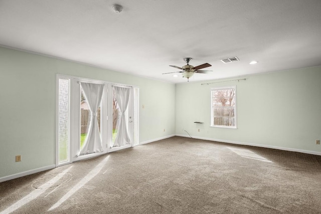 611 Virginia Dr, Round Rock, TX 78664 - carpeted spare room with ceiling fan, baseboards, and recessed lighting