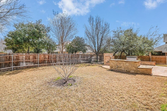 view of yard with a fenced backyard