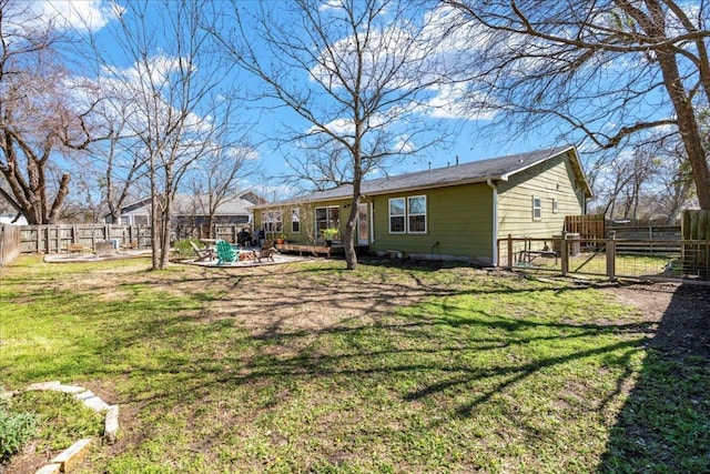 view of yard featuring a fenced backyard and a patio