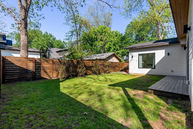 view of yard featuring a fenced backyard