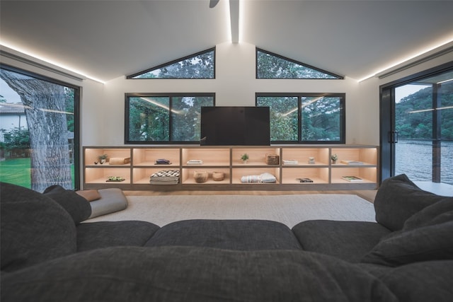 2301 Manana St, Austin, TX 78730 - living room featuring lofted ceiling