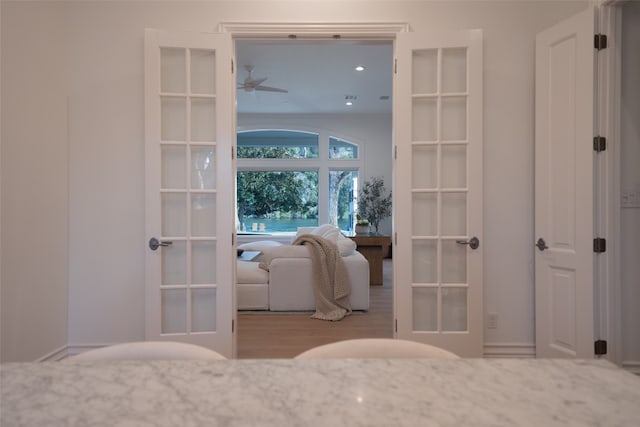 bedroom with recessed lighting and french doors