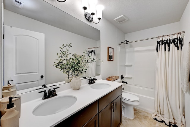 full bath with visible vents, a sink, and toilet