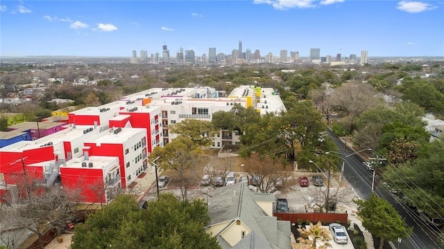 aerial view with a city view