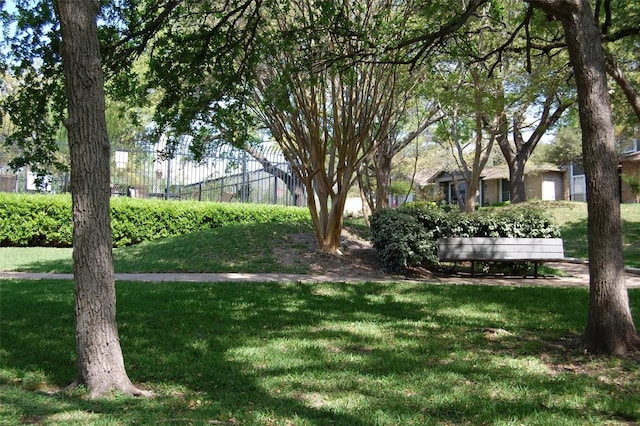 view of community featuring a lawn