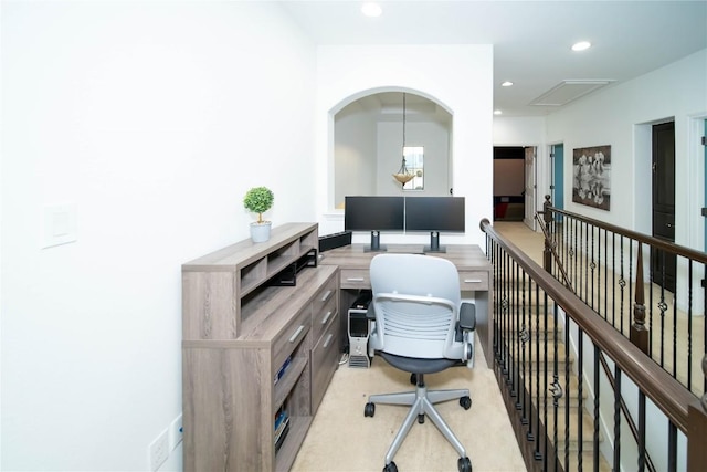 office area with recessed lighting