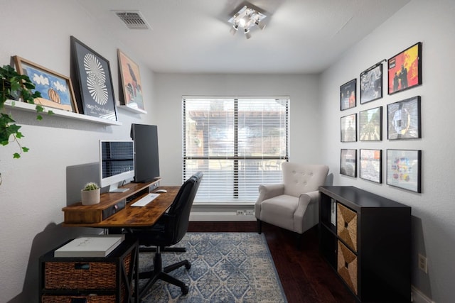 office featuring dark wood-type flooring