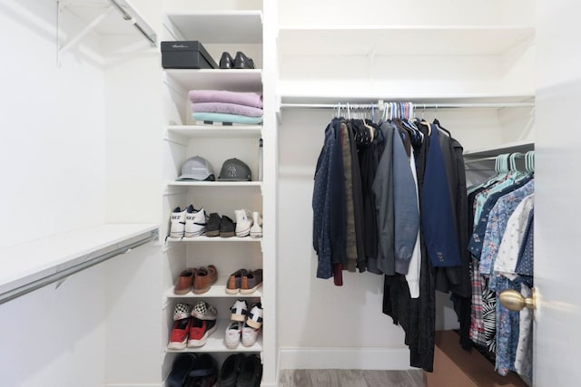 spacious closet featuring wood finished floors