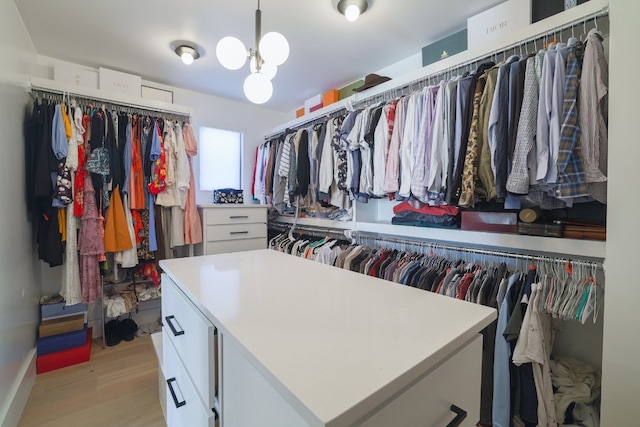 spacious closet with light wood-type flooring