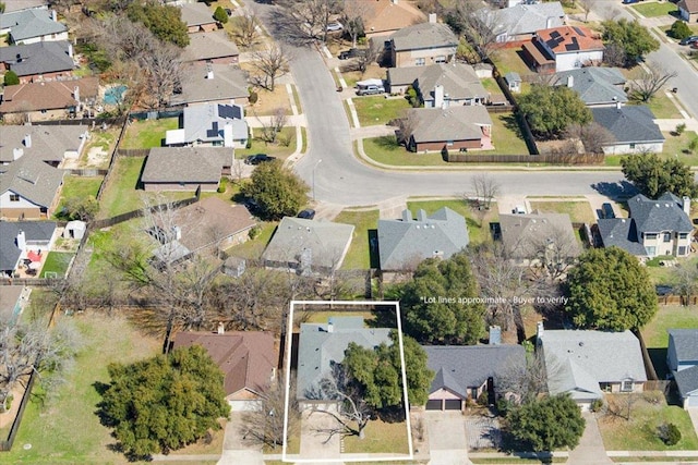 aerial view with a residential view