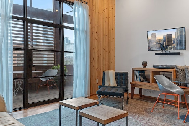 sitting room with wood finished floors