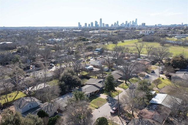 drone / aerial view with a view of city