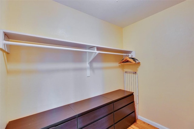 walk in closet featuring light wood finished floors