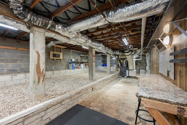 view of unfinished basement