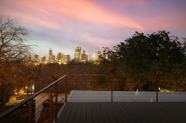 deck featuring a view of city