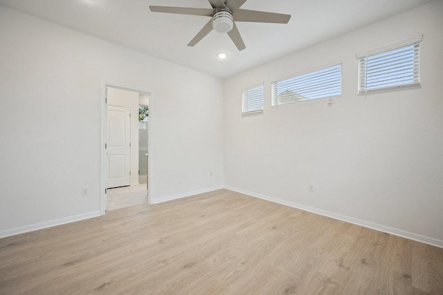 13224 Ditka Dr, Austin, TX 78652 - unfurnished room with light wood finished floors, plenty of natural light, baseboards, ceiling fan, and recessed lighting