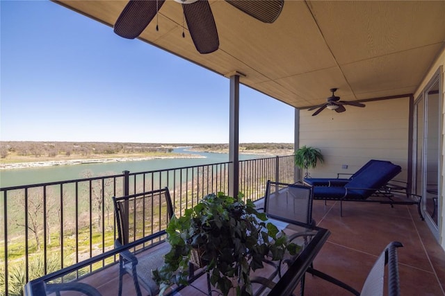 130 Sobrante Rd Unit 309, Belton, TX 76513 - balcony featuring a water view and ceiling fan