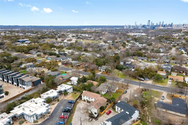 aerial view with a city view