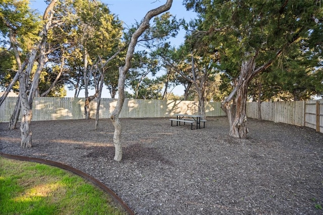 view of yard with a fenced backyard