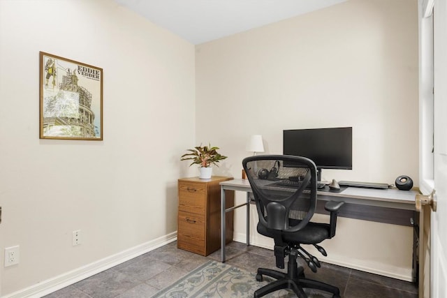 home office with baseboards