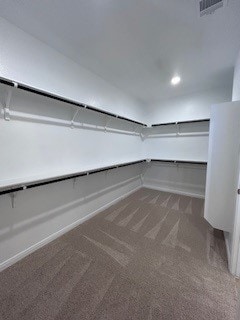 spacious closet featuring carpet and visible vents