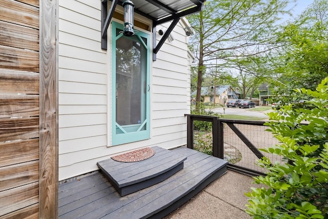 deck with a residential view