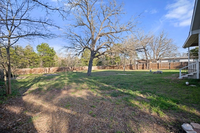 view of yard with a fenced backyard