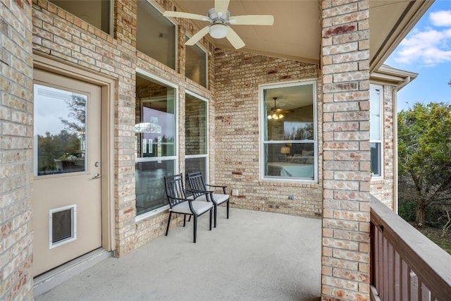 view of patio with ceiling fan